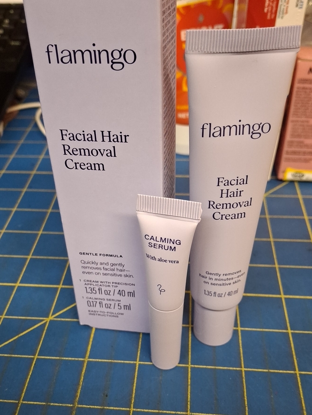 flamingo Facial Hair Removal Cream + Calming Serum New